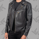 Vincent Black Leather Biker Jacket|