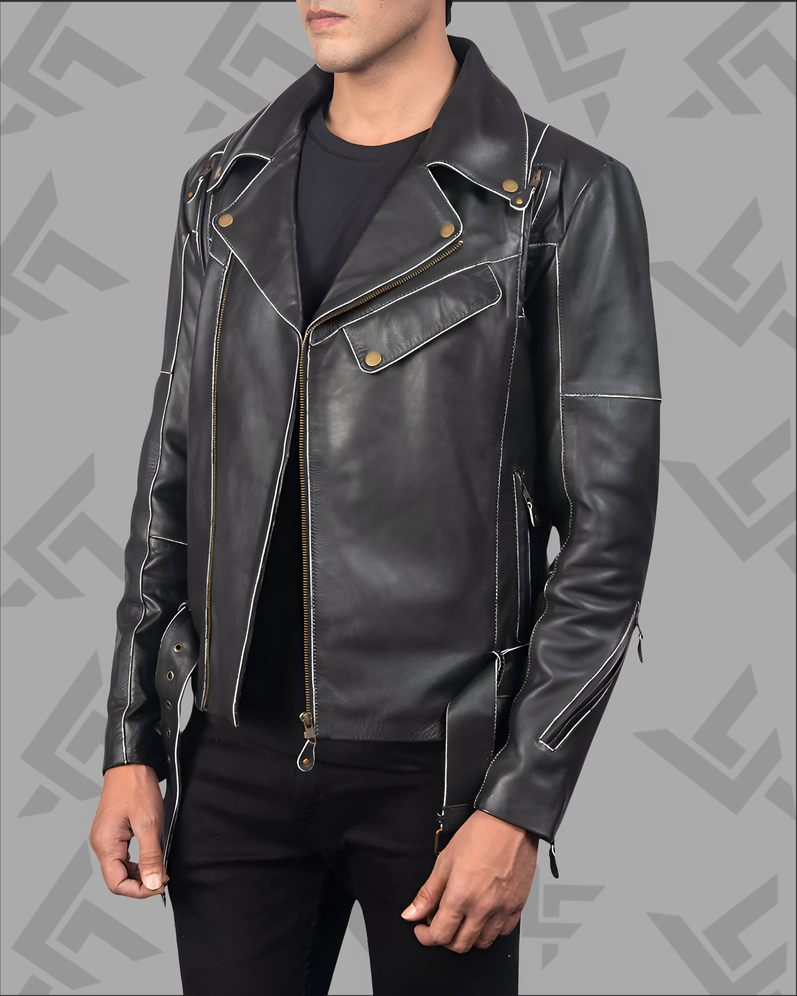 Vincent Black Leather Biker Jacket|