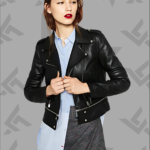 Elise Black Lambskin Biker Leather Jacket for Women|