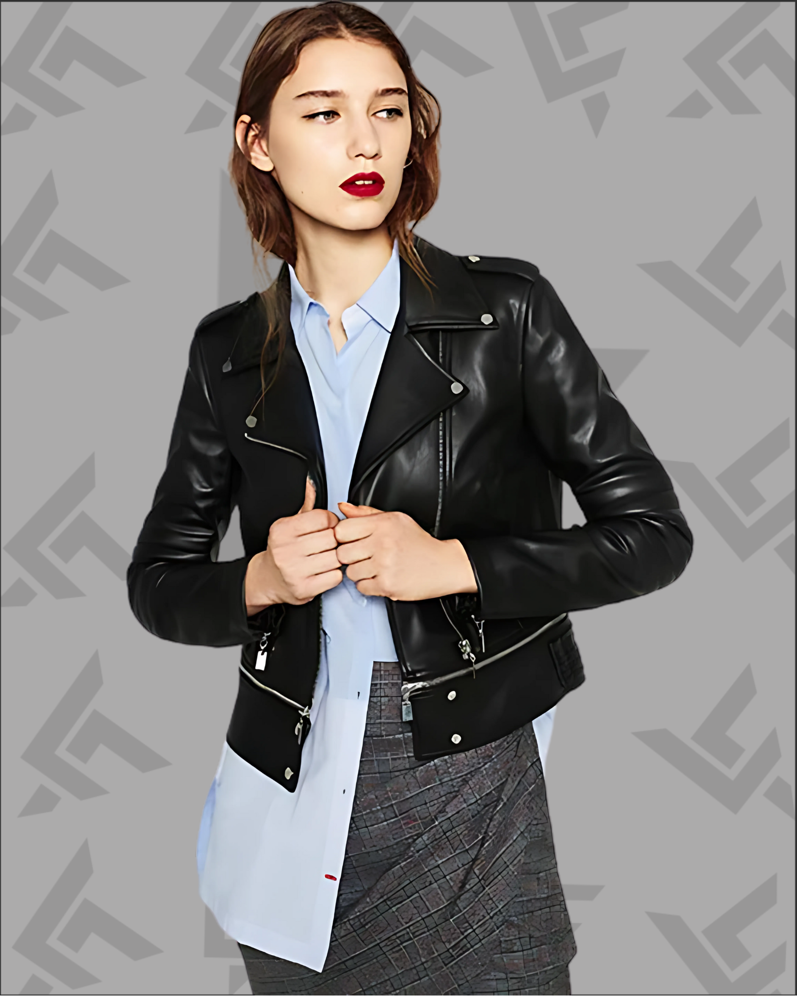 Elise Black Lambskin Biker Leather Jacket for Women