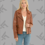 Ruby Tan Leather Biker Jacket for Women | Genuine Leather|
