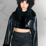 Valentina Women’s Black B3 Aviator Shearling Flight Jacket|