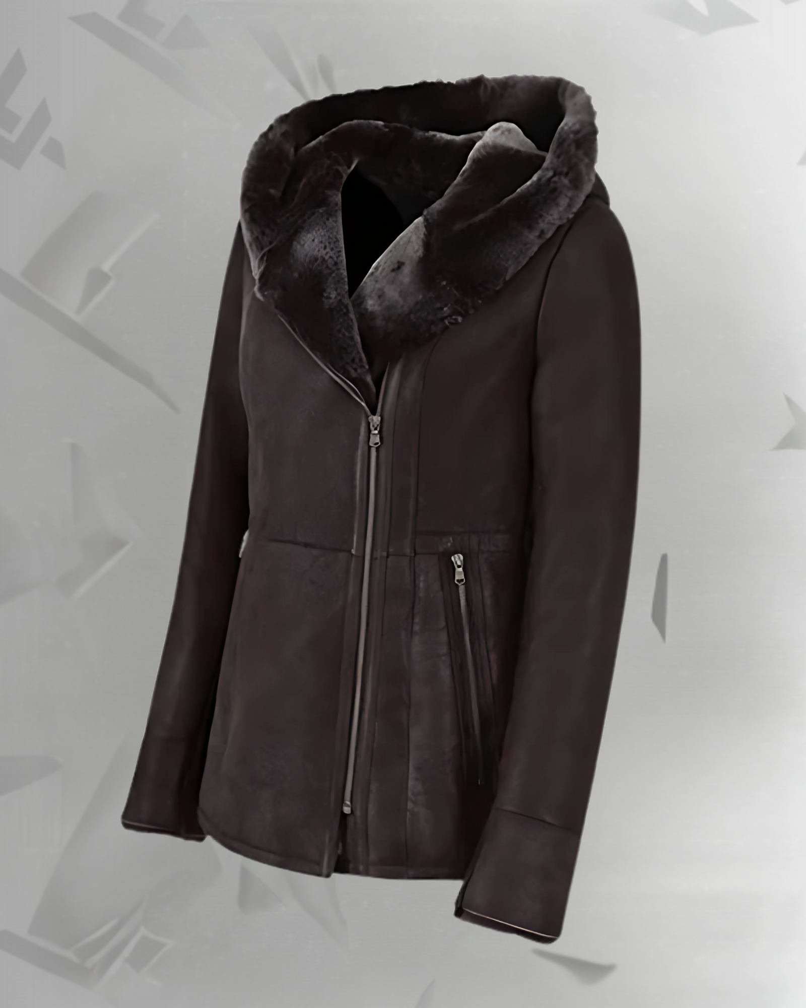 Women’s Hooded Shearling Long Coat with Fur – Genuine Winter Sheepskin Coat|