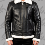 Francis B-3 Black & White Leather Bomber Jacket 4 Francis B-3 Black & White Leather Bomber Jacket|