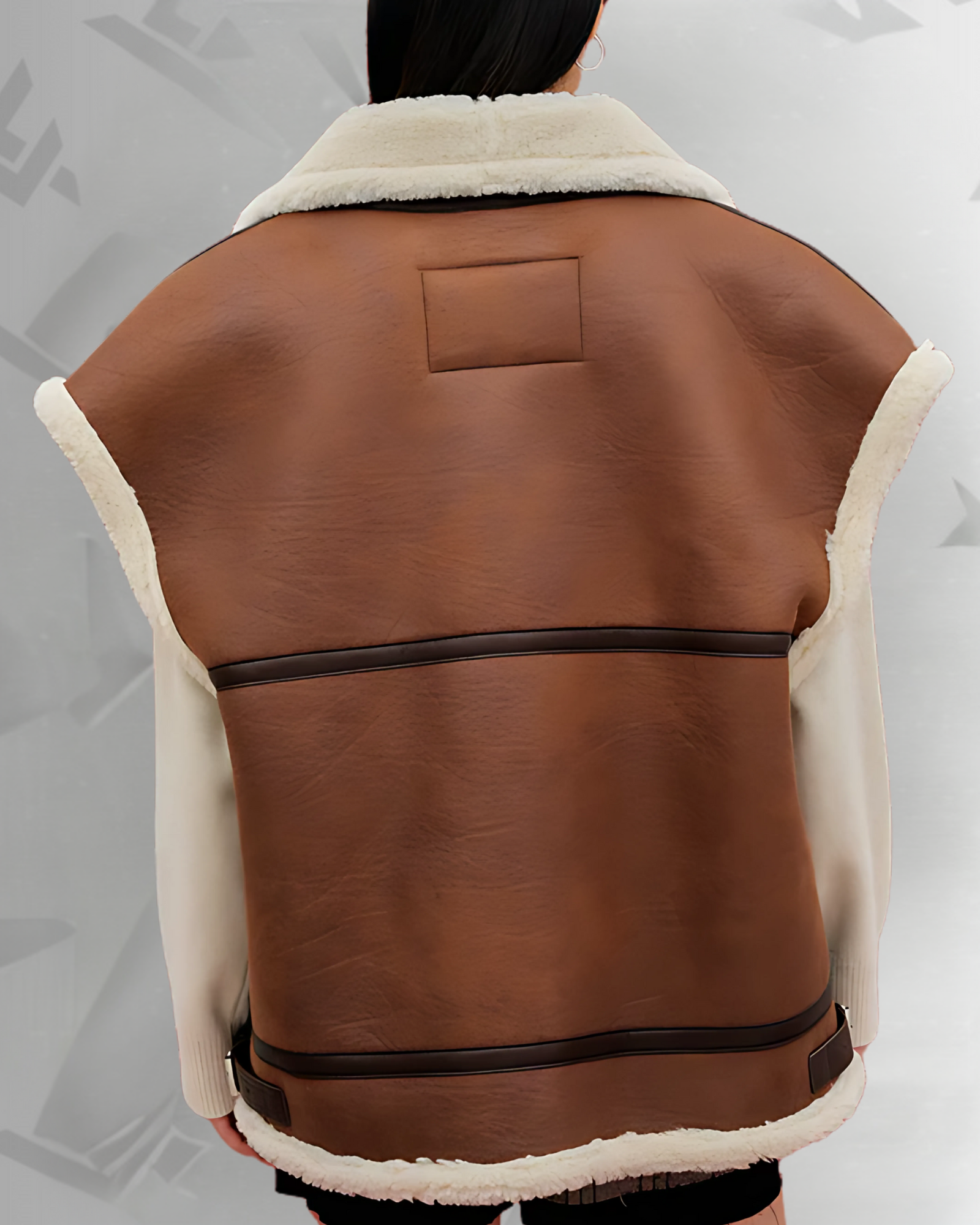 Brown Women Sheepskin Shearling Aviator Leather Vest|