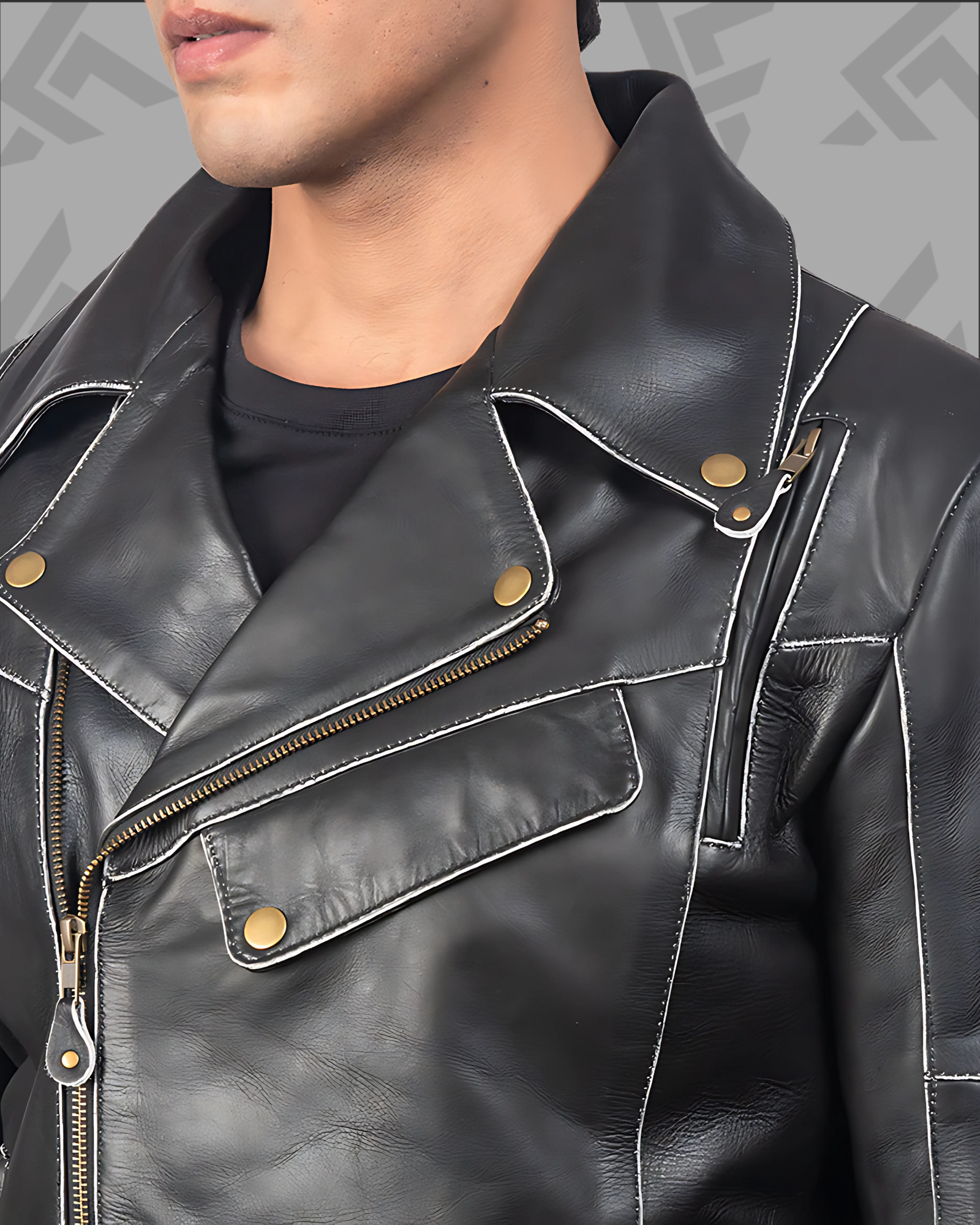 Vincent Black Leather Biker Jacket|