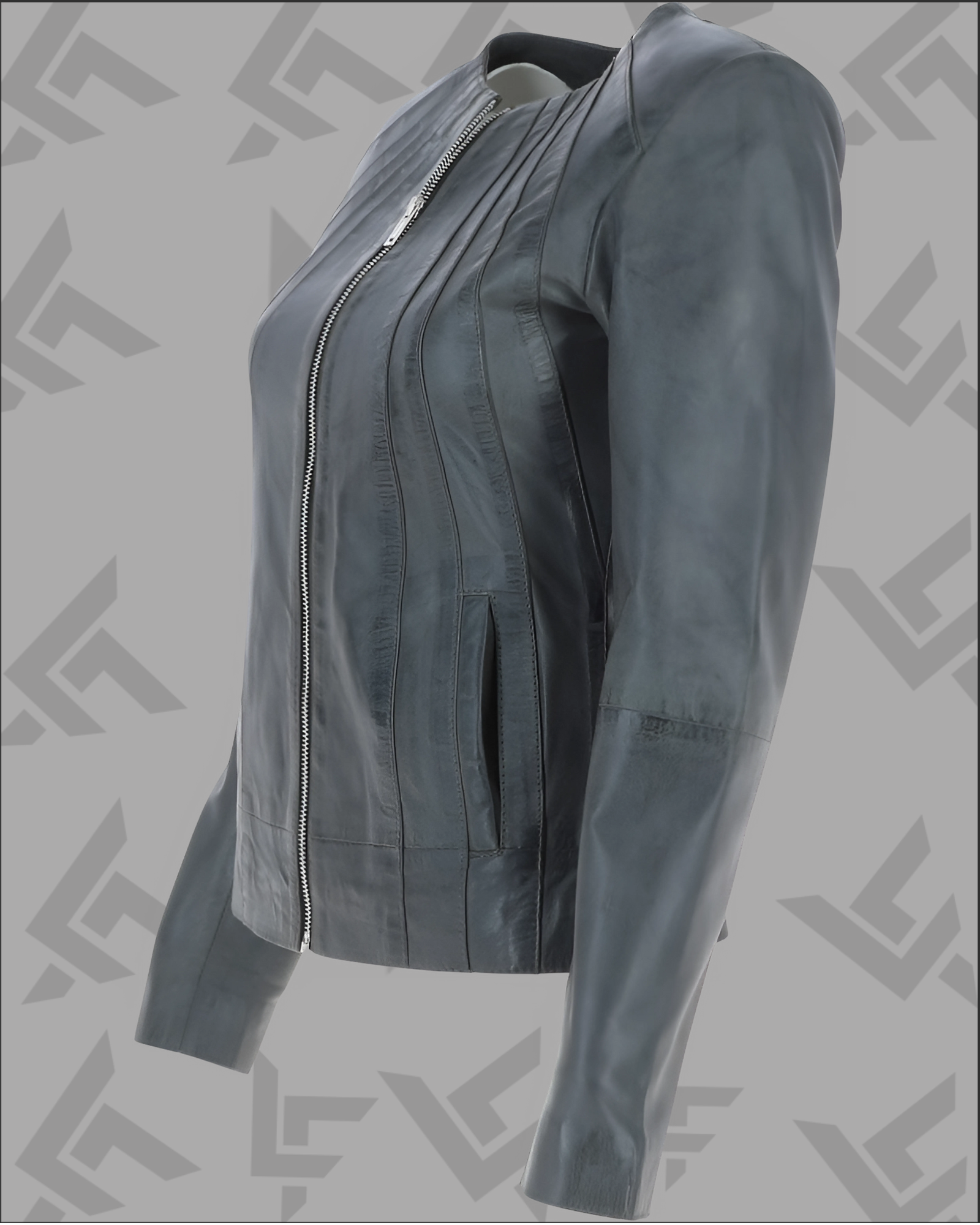 Aliona Grey Leather Jacket for Women | Ashwood|