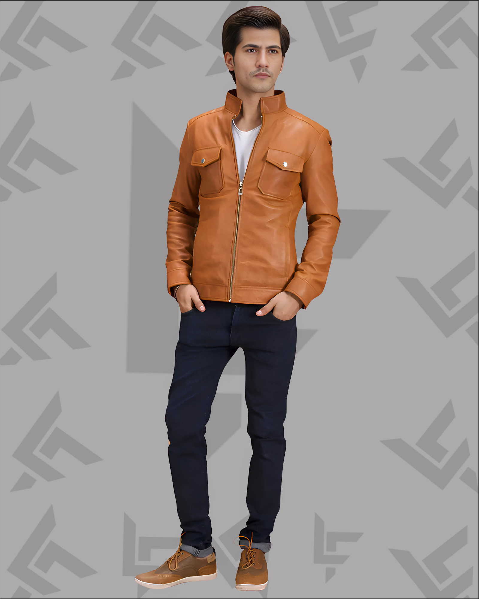 Voltex Tan Leather Biker Jacket|