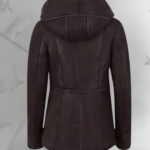 Women’s Hooded Shearling Long Coat with Fur – Genuine Winter Sheepskin Coat|