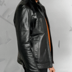 Rockafella | Men's Black Sheepskin Leather Biker Jacket|
