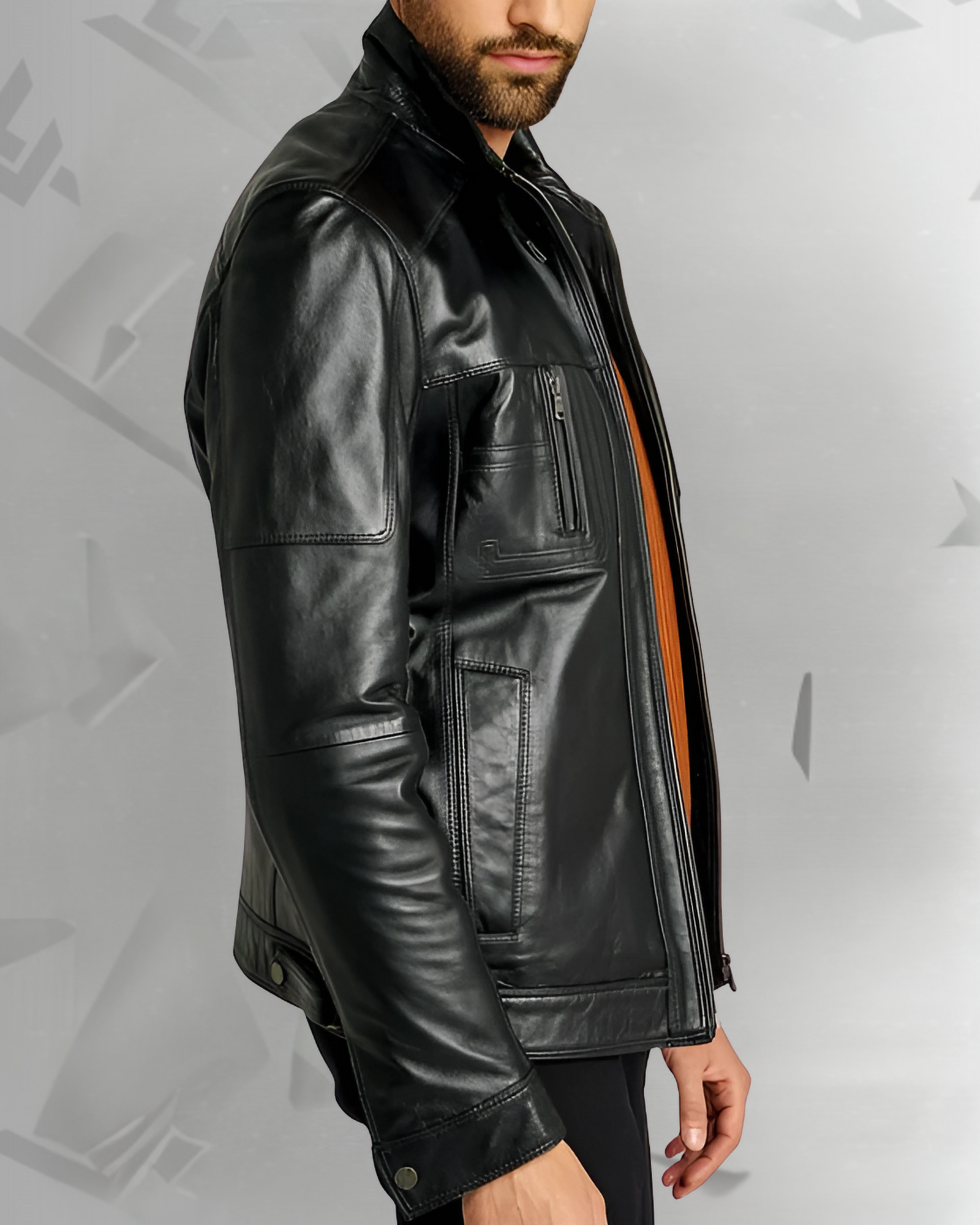 Rockafella | Men's Black Sheepskin Leather Biker Jacket|