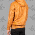 Kenton Hooded Brown Leather Pullover Jacket|