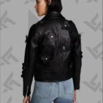 Florence Black Biker Leather Jacket for Women|