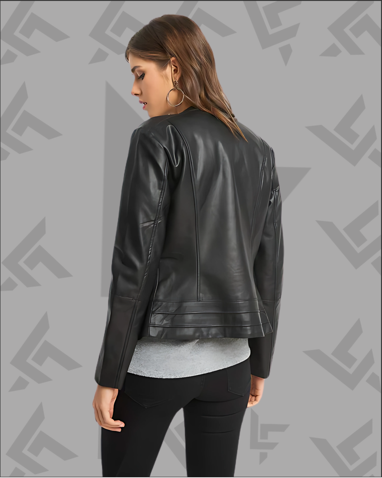 4 Cora Black Lambskin Biker Leather Jacket for Women|