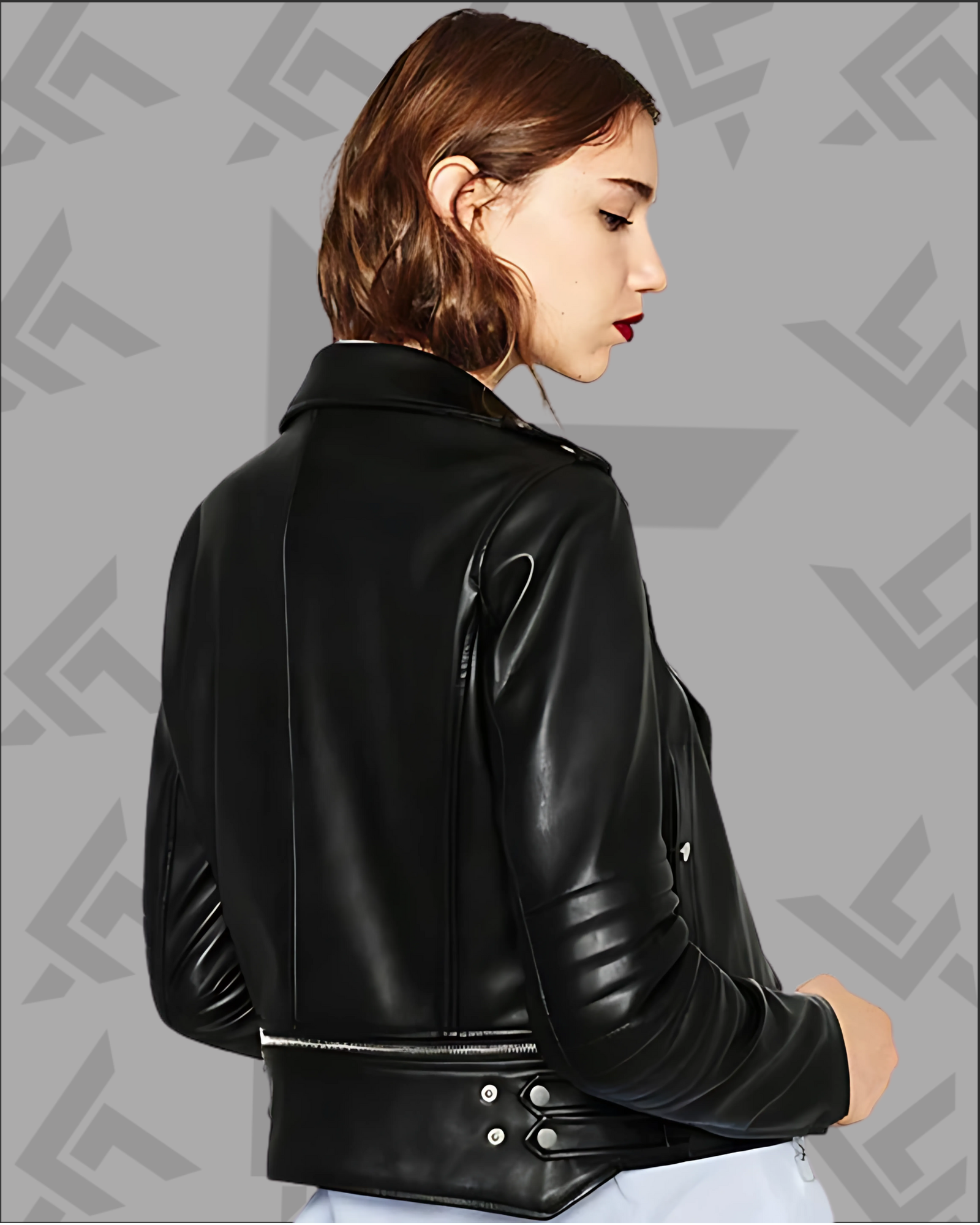 Elise Black Lambskin Biker Leather Jacket for Women|