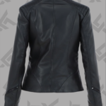 Marisol Women’s Black Vegetable-Tanned Leather Biker Jacket|