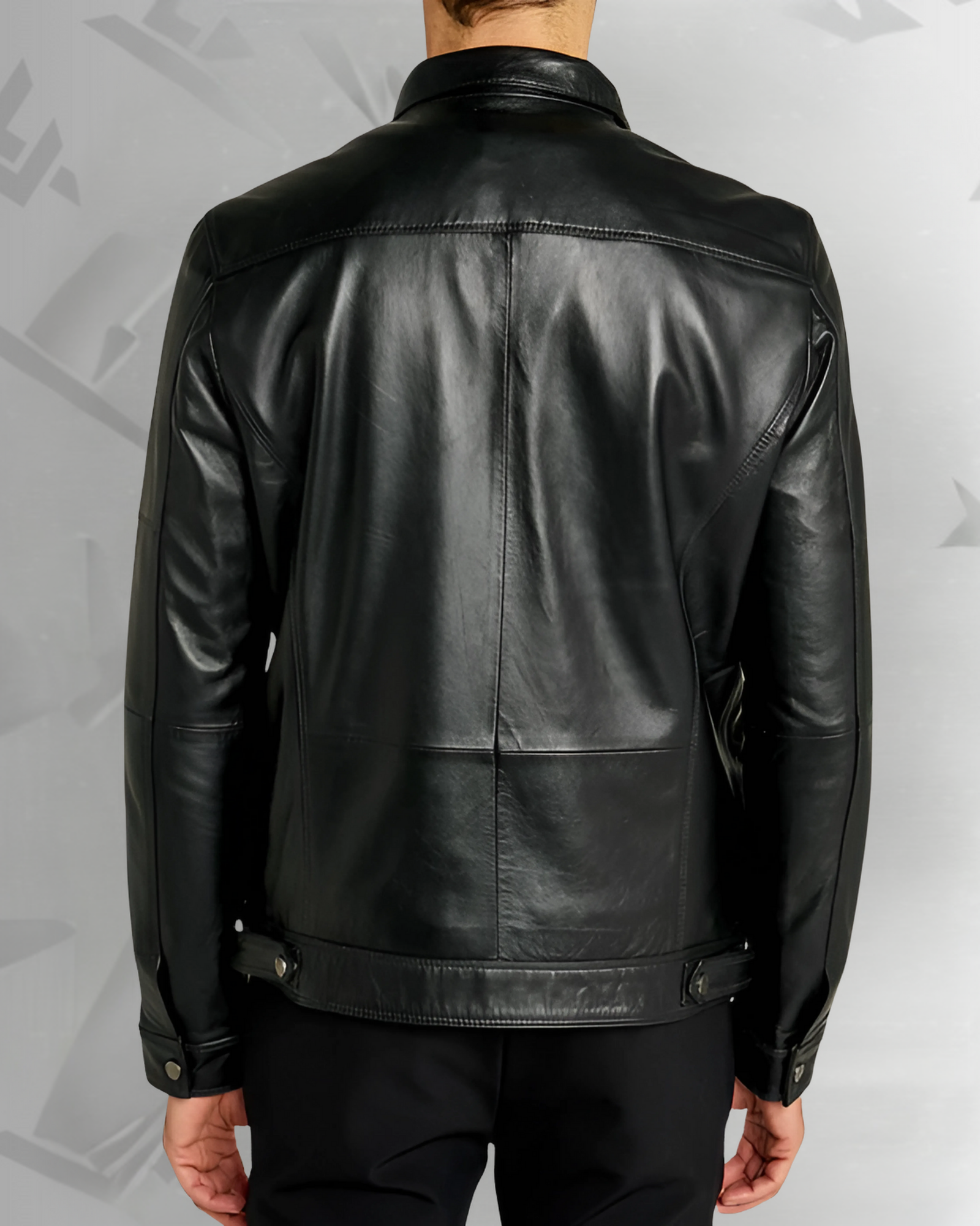 Rockafella | Men's Black Sheepskin Leather Biker Jacket|
