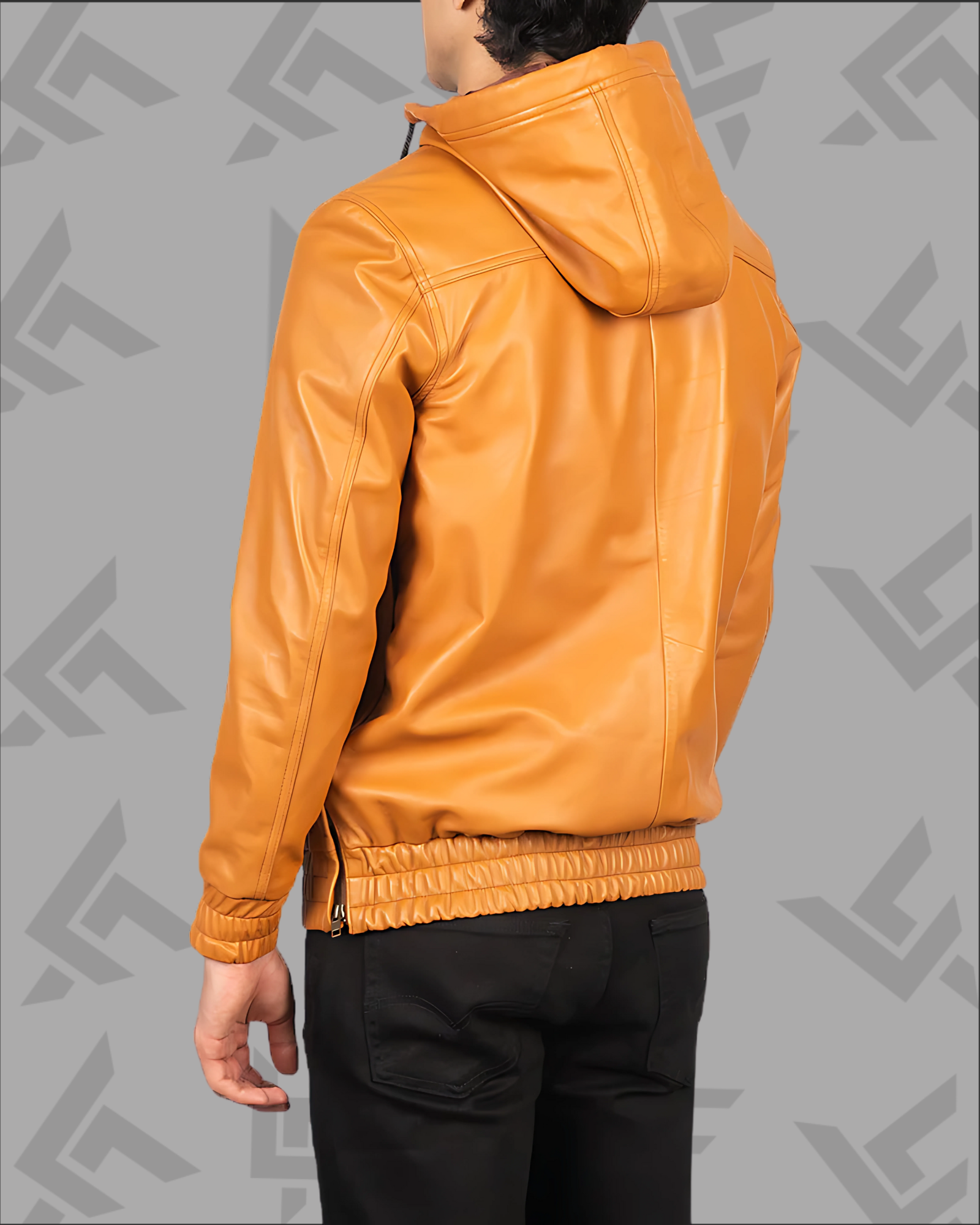 Kenton Hooded Brown Leather Pullover Jacket|