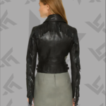 Kiana Black Biker Fringes Leather Jacket|