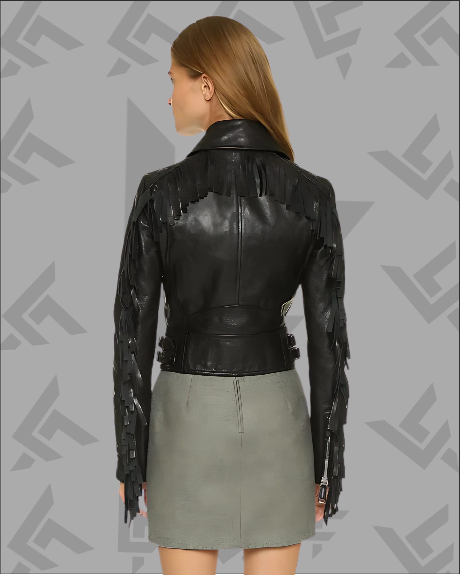 Kiana Black Biker Fringes Leather Jacket|