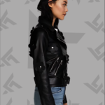 Florence Black Biker Leather Jacket for Women|