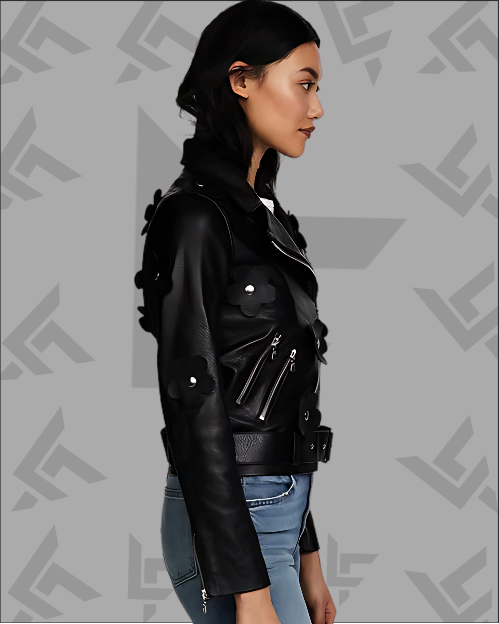 Florence Black Biker Leather Jacket for Women|