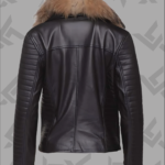 Celeste Women’s Lambskin Leather Jacket with Fur Shawl Collar|