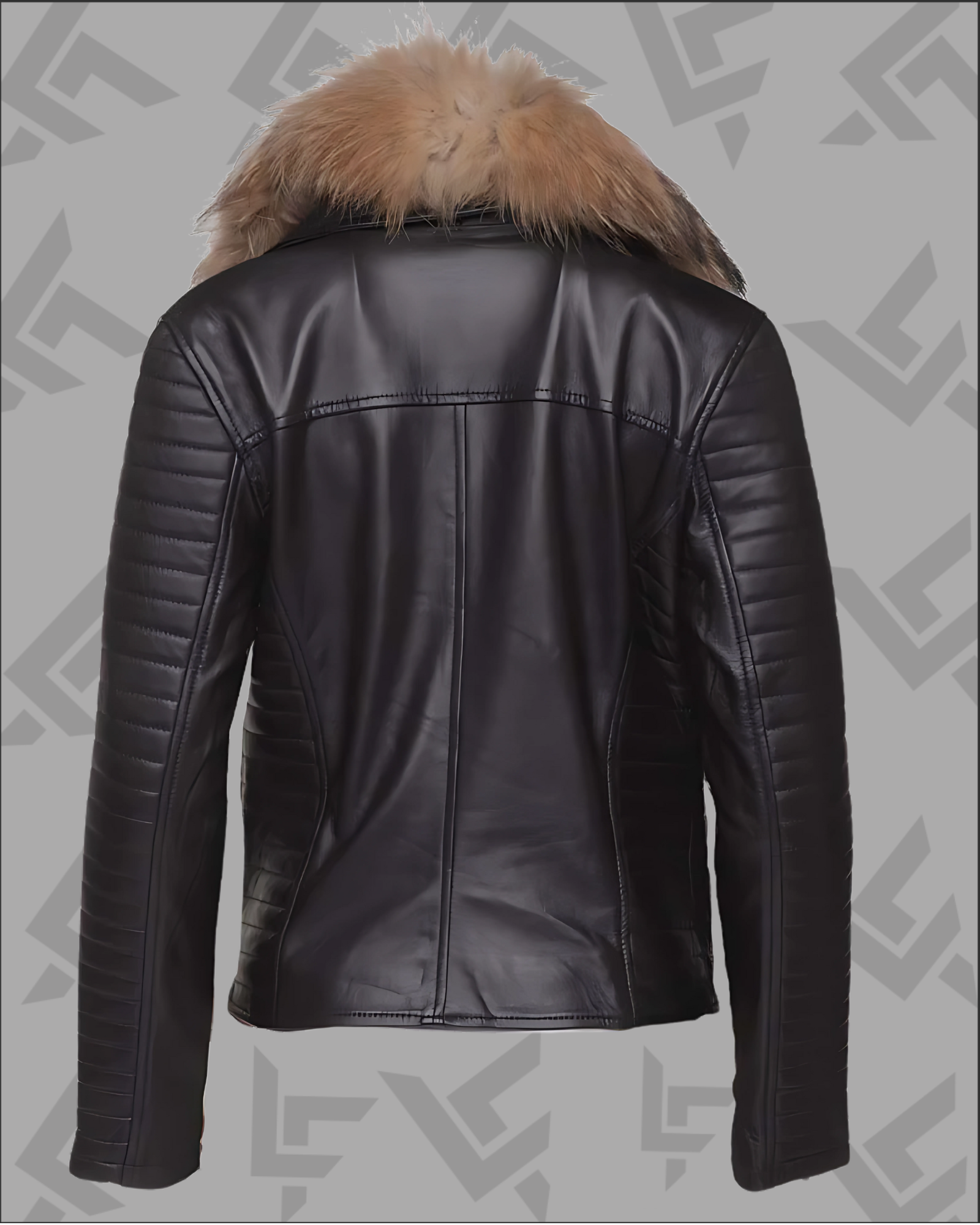 Celeste Women’s Lambskin Leather Jacket with Fur Shawl Collar|