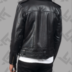 Furton Black Leather Biker Jacket|