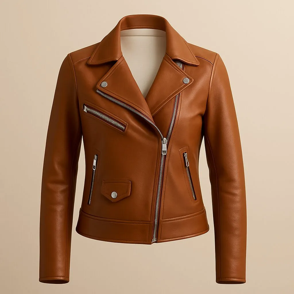 Home 130 Women Brown Leather Jacket