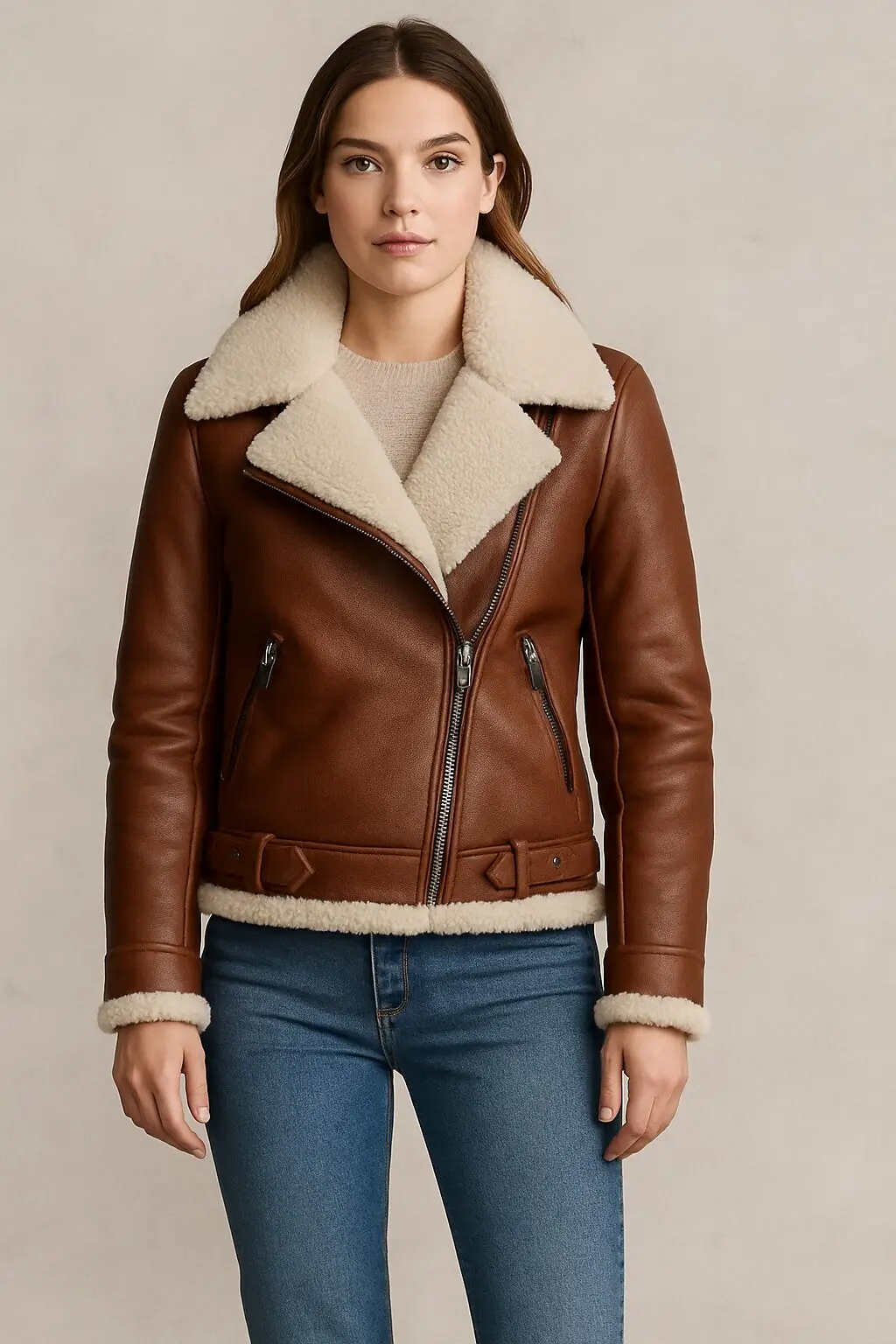 Home 129 Women shearling leather jackets