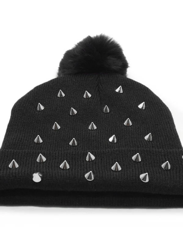 Black Rivet Knit Hat|