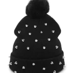 Black Rivet Knit Hat|