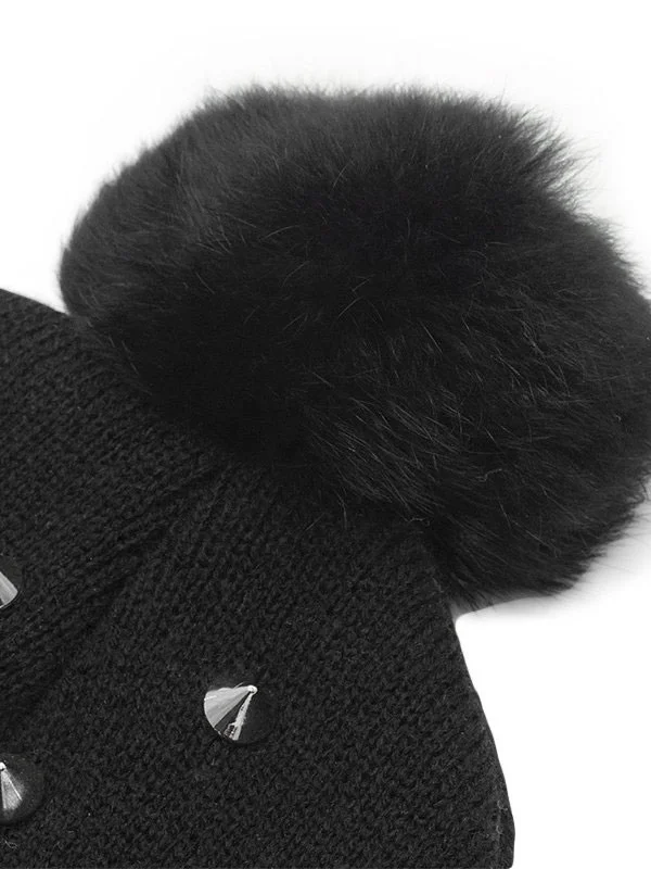 Black Rivet Knit Hat|