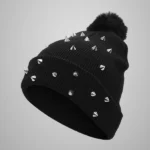 Black Rivet Knit Hat|