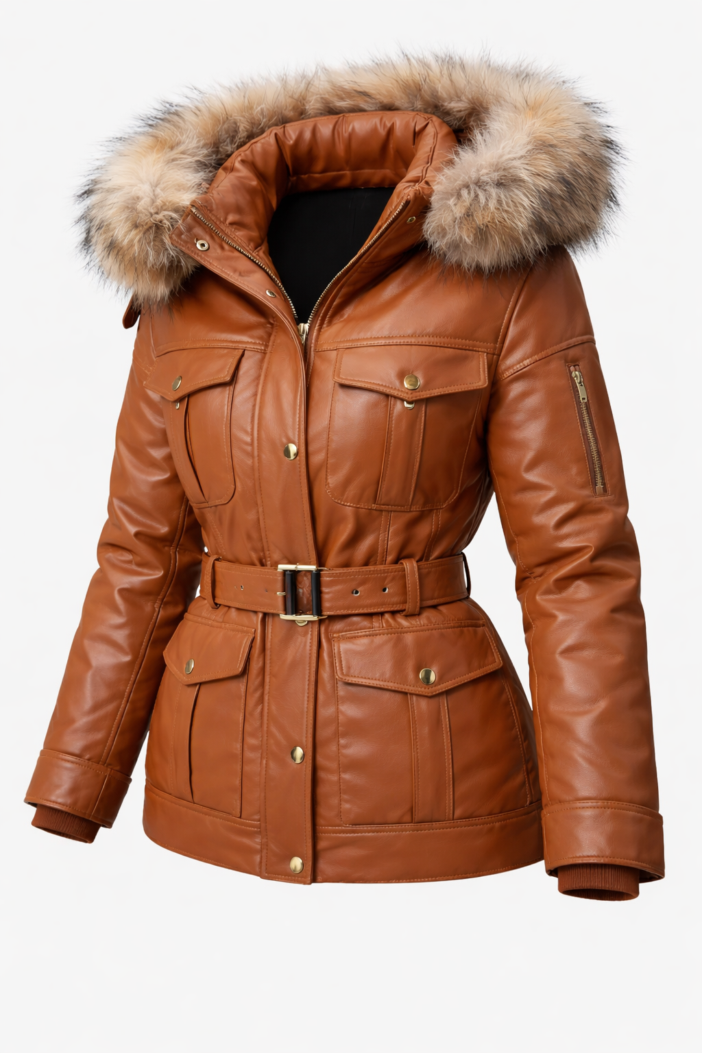 Luxury shearling leather outfit set